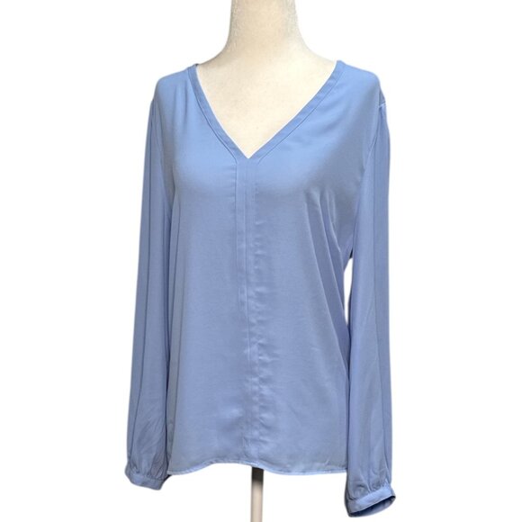 NEW J.Crew Womens Size L Top Light Blue V-Neck Long-Sleeve Summer Blouse - Picture 2 of 9